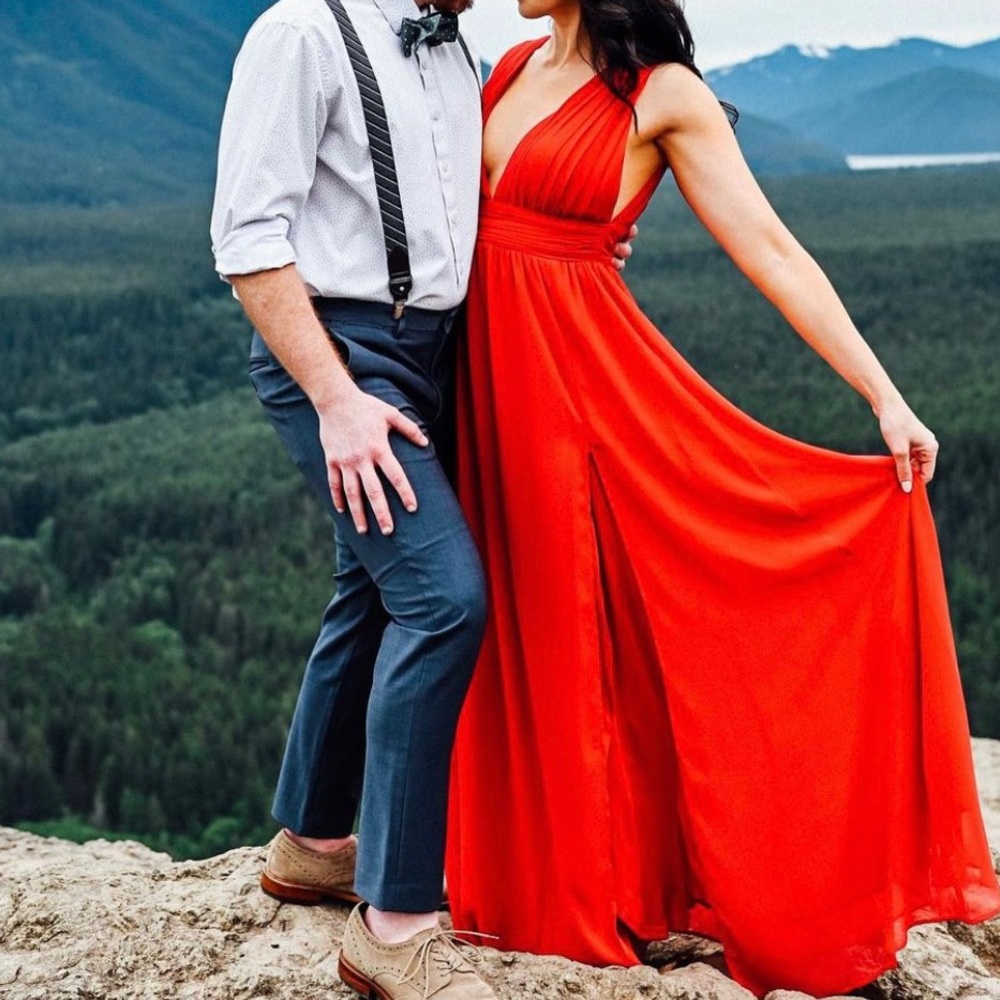 Lulu’s Heavenly Hues Red Maxi Dress, worn once